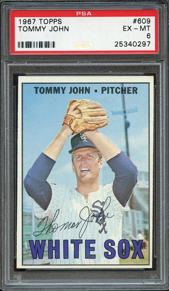 1967 TOPPS 609 TOMMY JOHN PSA EX-MT 6