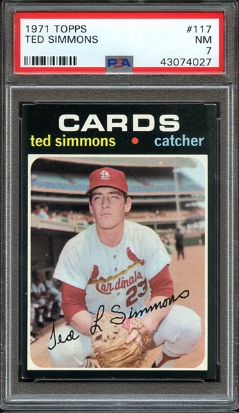 1971 TOPPS 117 TED SIMMONS RC PSA NM 7