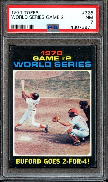 1971 TOPPS 328 WORLD SERIES GAME 2 PSA NM 7