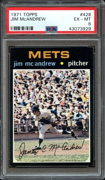 1971 TOPPS 428 JIM McANDREW PSA EX-MT 6