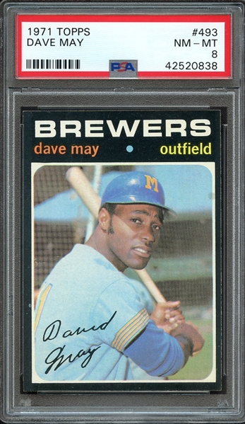 1971 TOPPS 493 DAVE MAY PSA NM-MT 8