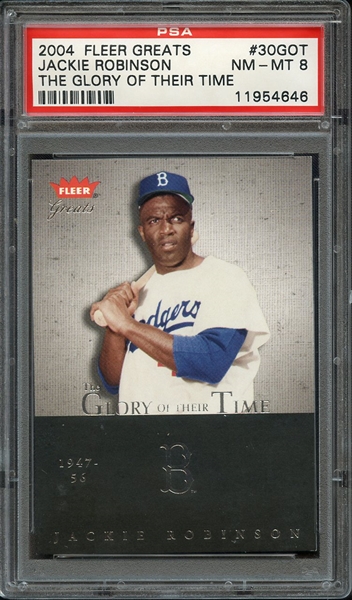 2004 FLEER GREATS THE GLORY OF THEIR TIME 30 JACKIE ROBINSON PSA NM-MT 8
