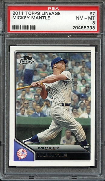 2011 TOPPS LINEAGE 7 MICKEY MANTLE PSA NM-MT 8