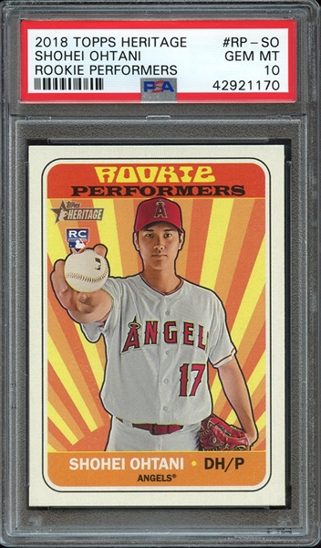 2018 TOPPS HERITAGE ROOKIE PERFORMERS RP-SO SHOHEI OHTANI ROOKIE PERFORMERS PSA GEM MT 10