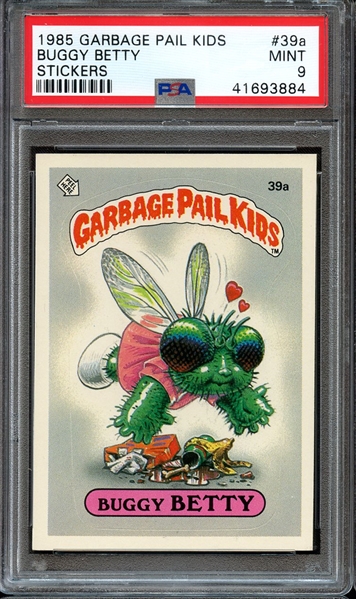 1985 GARBAGE PAIL KIDS STICKERS 39a BUGGY BETTY STICKERS PSA MINT 9