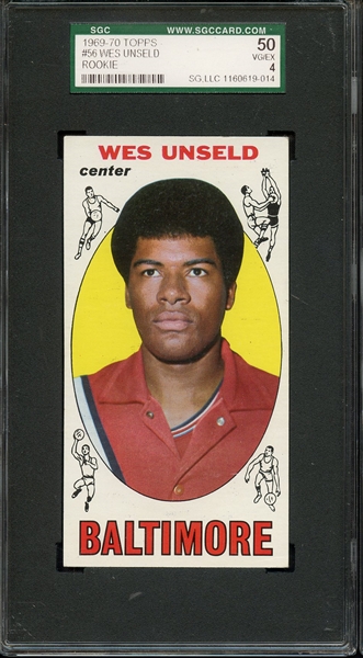 1969 TOPPS 56 WES UNSELD RC SGC VG/EX 50 / 4