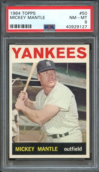 1964 TOPPS 50 MICKEY MANTLE PSA NM-MT 8