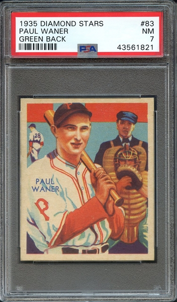 1935 DIAMOND STARS 83 PAUL WANER GREEN BACK PSA NM 7