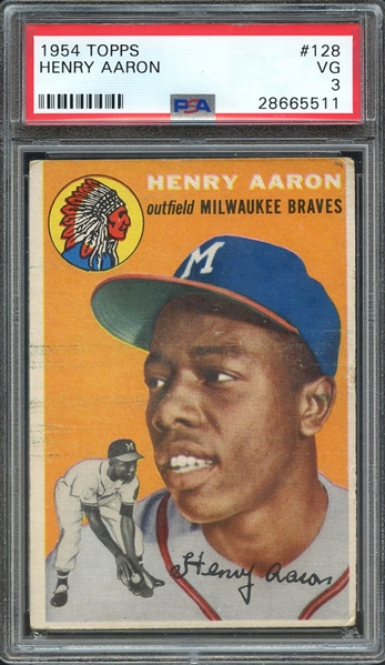 1954 TOPPS 128 HENRY AARON RC PSA VG 3