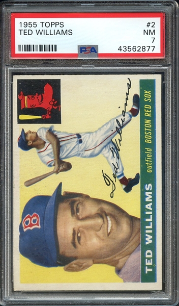 1955 TOPPS 2 TED WILLIAMS PSA NM 7