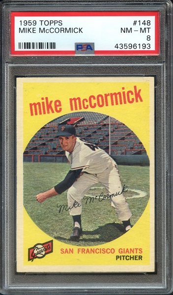 1959 TOPPS 148 MIKE McCORMICK PSA NM-MT 8