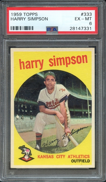 1959 TOPPS 333 HARRY SIMPSON PSA EX-MT 6