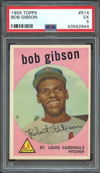 1959 TOPPS 514 BOB GIBSON RC PSA EX 5