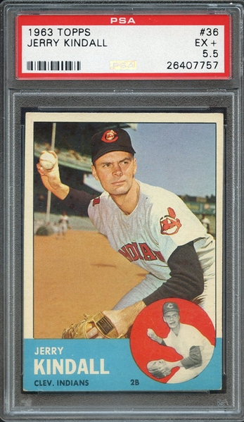 1963 TOPPS 36 JERRY KINDALL PSA EX+ 5.5