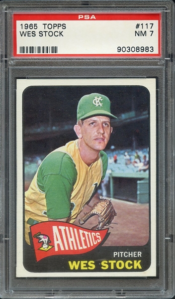 1965 TOPPS 117 WES STOCK PSA NM 7