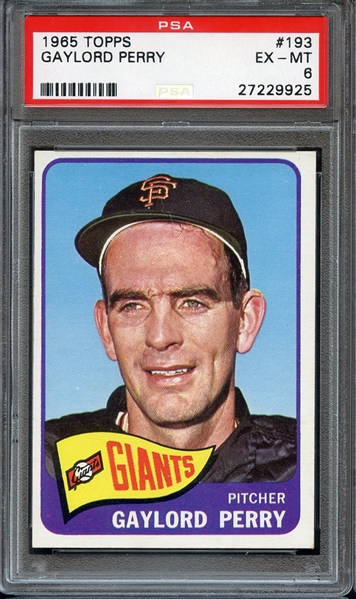 1965 TOPPS 193 GAYLORD PERRY PSA EX-MT 6