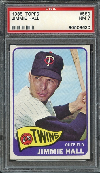1965 TOPPS 580 JIMMIE HALL PSA NM 7