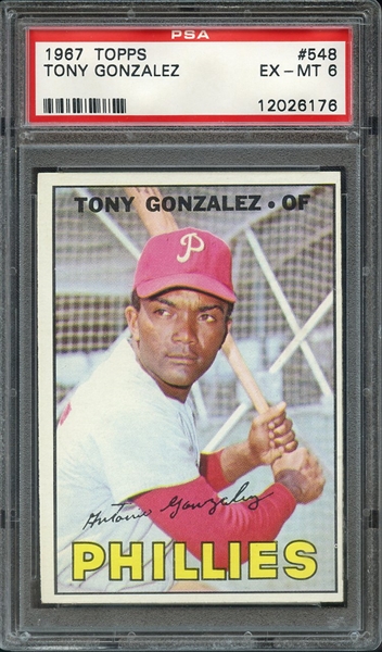 1967 TOPPS 548 TONY GONZALEZ PSA EX-MT 6
