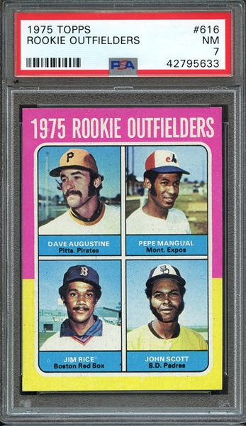 1975 TOPPS 616 ROOKIE OUTFIELDERS PSA NM 7