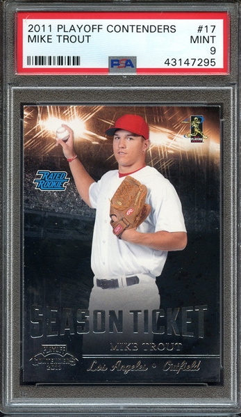 2011 PLAYOFF CONTENDERS 17 MIKE TROUT PSA MINT 9