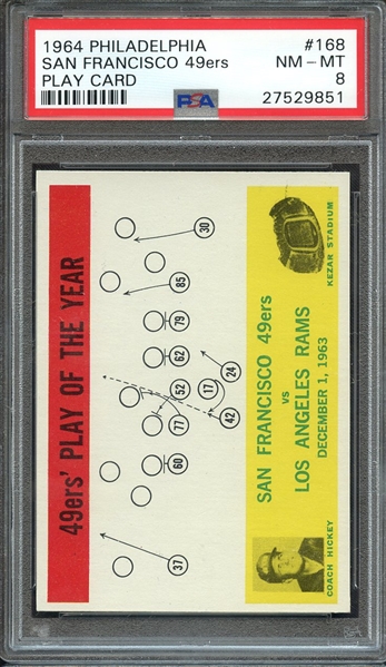 1964 PHILADELPHIA 168 SAN FRANCISCO 49ers PLAY CARD PSA NM-MT 8