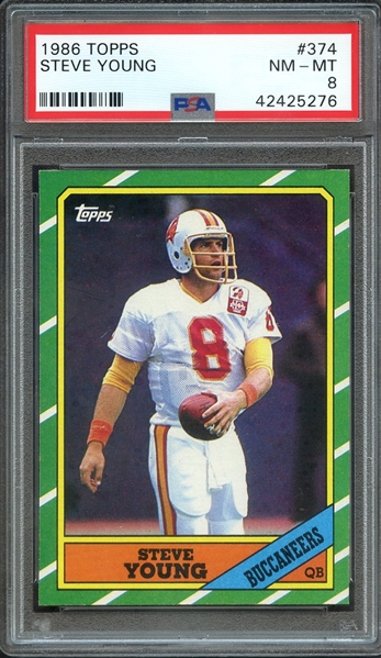 1986 TOPPS 374 STEVE YOUNG PSA NM-MT 8