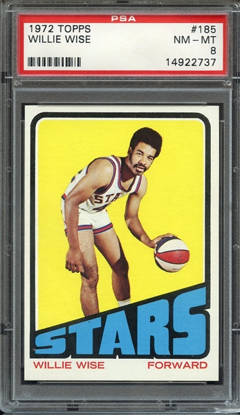 1972 TOPPS 185 WILLIE WISE PSA NM-MT 8