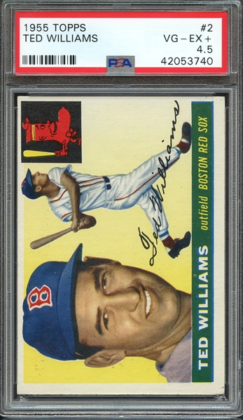 1955 TOPPS 2 TED WILLIAMS PSA VG-EX+ 4.5