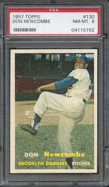 1957 TOPPS 130 DON NEWCOMBE PSA NM-MT 8