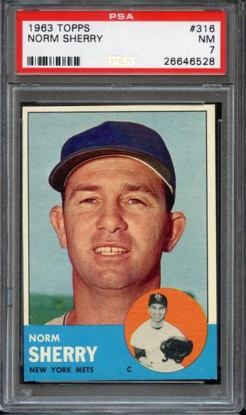 1963 TOPPS 316 NORM SHERRY PSA NM 7