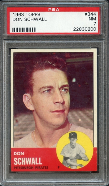 1963 TOPPS 344 DON SCHWALL PSA NM 7
