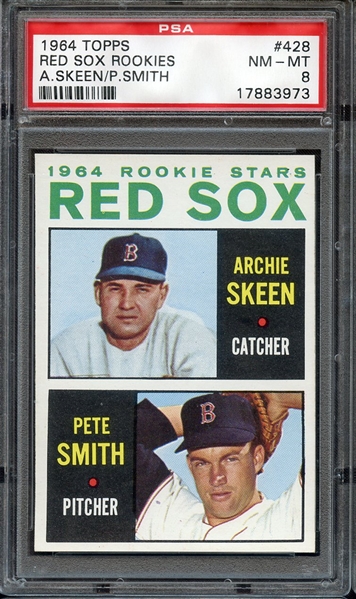 1964 TOPPS 428 RED SOX ROOKIES A.SKEEN/P.SMITH PSA NM-MT 8