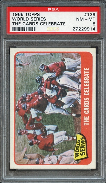 1965 TOPPS 139 WORLD SERIES THE CARDS CELEBRATE PSA NM-MT 8