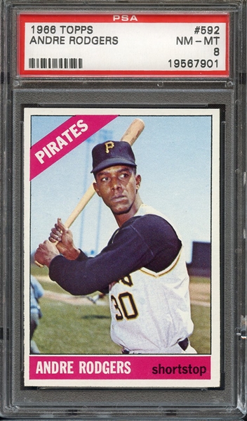 1966 TOPPS 592 ANDRE RODGERS PSA NM-MT 8