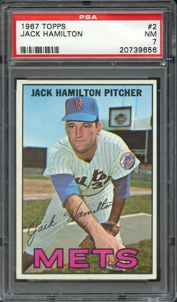 1967 TOPPS 2 JACK HAMILTON PSA NM 7