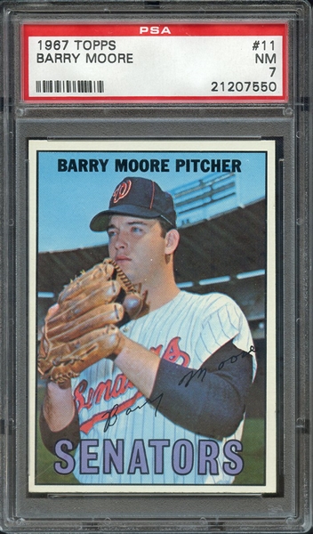 1967 TOPPS 11 BARRY MOORE PSA NM 7