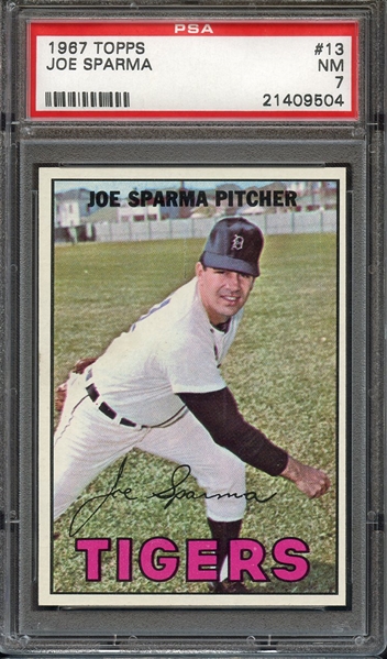 1967 TOPPS 13 JOE SPARMA PSA NM 7
