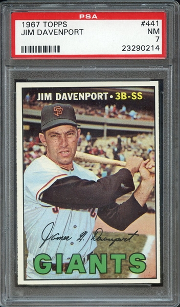 1967 TOPPS 441 JIM DAVENPORT PSA NM 7