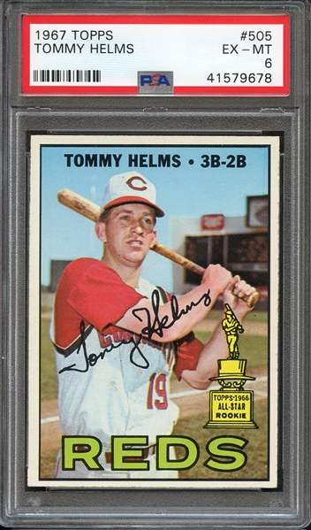 1967 TOPPS 505 TOMMY HELMS PSA EX-MT 6