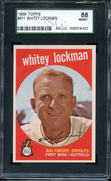 1959 TOPPS 411 WHITEY LOCKMAN SGC NM/MT 88