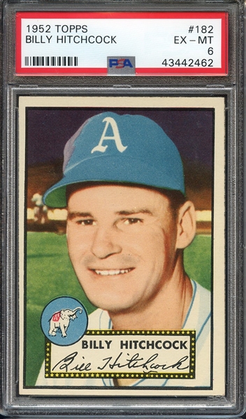 1952 TOPPS 182 BILLY HITCHCOCK PSA EX-MT 6