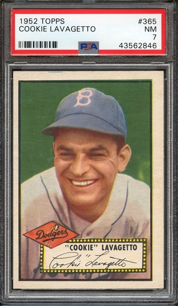 1952 TOPPS 365 COOKIE LAVAGETTO PSA NM 7