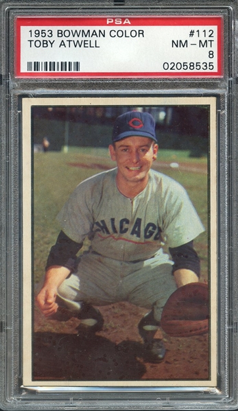 1953 BOWMAN COLOR 112 TOBY ATWELL PSA NM-MT 8