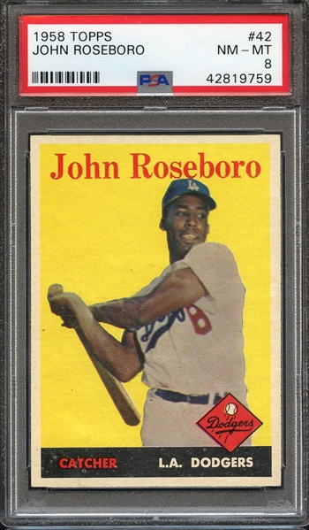 1958 TOPPS 42 JOHN ROSEBORO RC PSA NM-MT 8