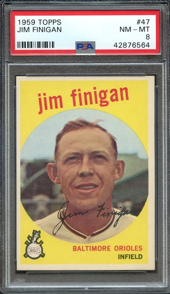 1959 TOPPS 47 JIM FINIGAN PSA NM-MT 8