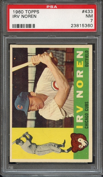 1960 TOPPS 433 IRV NOREN PSA NM 7