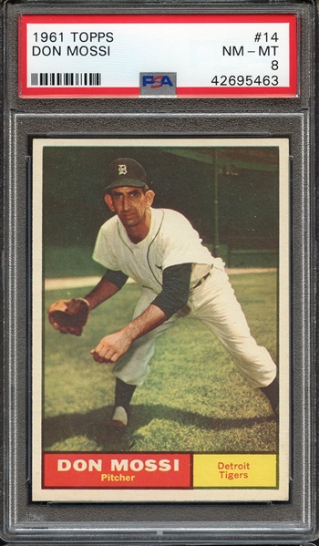 1961 TOPPS 14 DON MOSSI PSA NM-MT 8