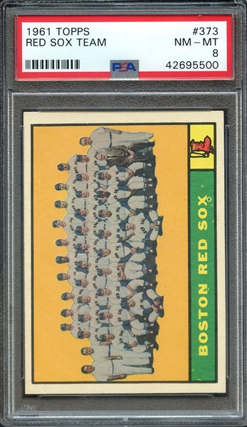 1961 TOPPS 373 RED SOX TEAM PSA NM-MT 8