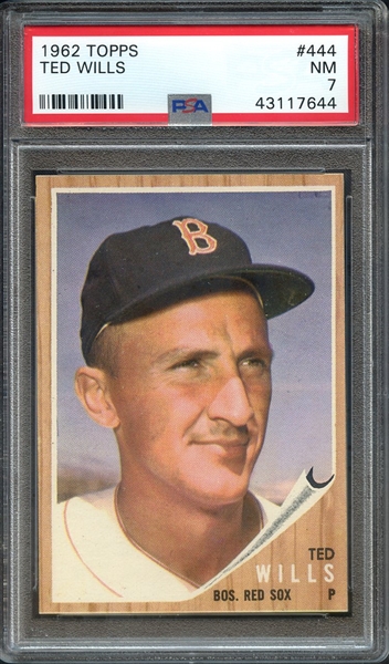 1962 TOPPS 444 TED WILLS PSA NM 7