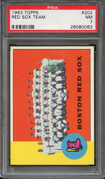 1963 TOPPS 202 RED SOX TEAM PSA NM 7
